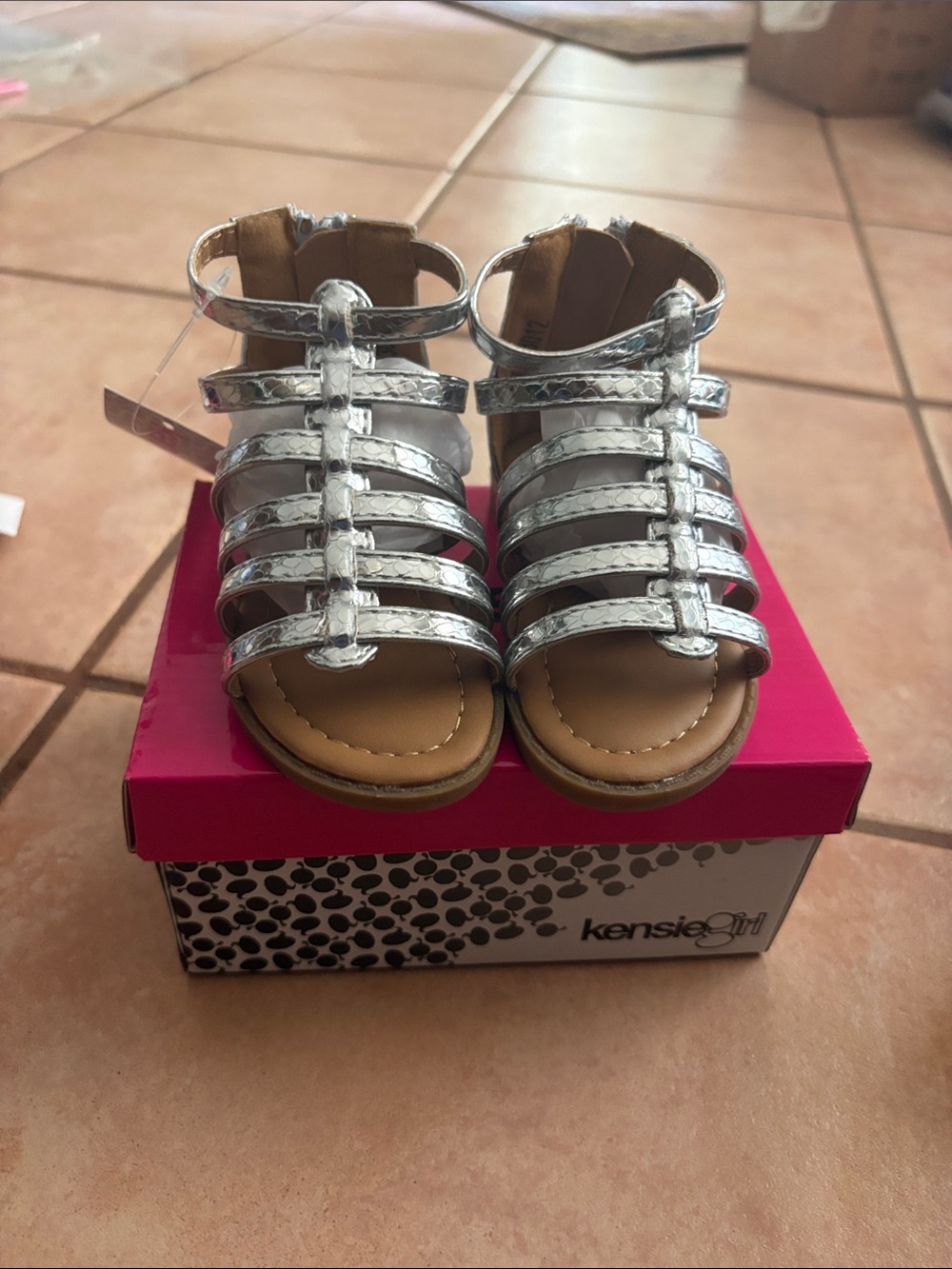 Kensie Girl Silver Strappy Gladiator Sandals for Kids